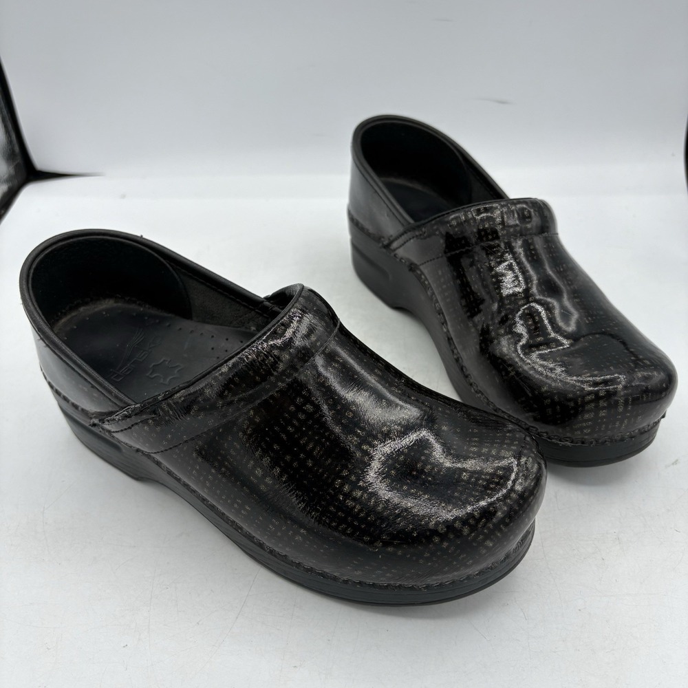 Dansko Shoes Womens Size 6.5 EU 37 Professional Nursing Clogs Plaid Black Silver